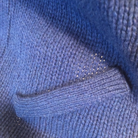 VTG Rosanna Shetland Wool Knit Double Breasted Cardigan Sweater Sz S Blue Cozy - Picture 7 of 8